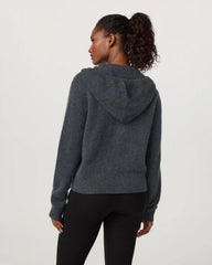 Émilie Full Zip Cashmere Rib Hoodie | Charcoal Heather
