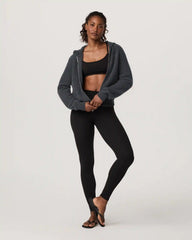 Émilie Full Zip Cashmere Rib Hoodie | Charcoal Heather