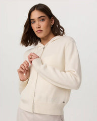 Émilie Full Zip Cashmere Rib Hoodie | Porcelain