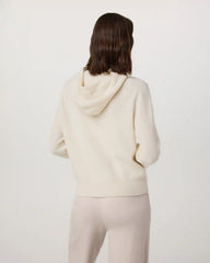 Émilie Full Zip Cashmere Rib Hoodie | Porcelain
