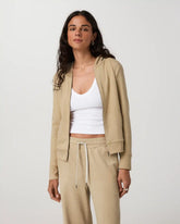 Halo Mini Full Zip Hoodie - Long | Khaki Heather