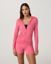 Halo Mini Full Zip Hoodie - Long | Sunset Pink Heather