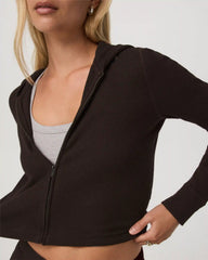 Waffle Full Zip Hoodie | Dark Java