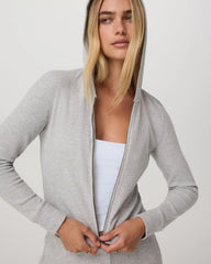 Waffle Full Zip Hoodie | Light Heather Grey