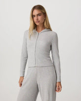 Waffle Full Zip Hoodie | Light Heather Grey