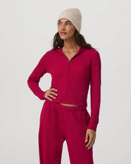 Waffle Full Zip Hoodie | Strawberry
