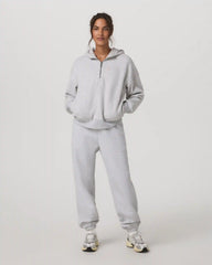 Restore Relaxed Half Zip Hoodie | Pale Grey Heather