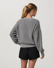 Oversized Cotton Waffle Sweater | Heather Grey