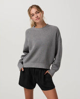 Oversized Cotton Waffle Sweater | Heather Grey