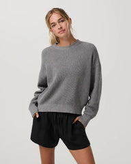 Oversized Cotton Waffle Sweater | Heather Grey