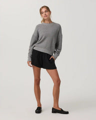 Oversized Cotton Waffle Sweater | Heather Grey