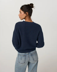 Oversized Cotton Waffle Sweater | Ink