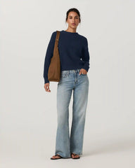 Oversized Cotton Waffle Sweater | Ink