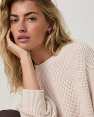 Oversized Cotton Waffle Sweater | Marshmallow