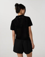 Short Sleeve Knitted Mesh Polo | Black