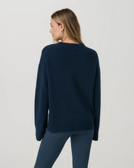 Émilie Cashmere Oversized V-Neck | Ocean Blue