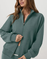 Restore Double Zip Sweatshirt | Agate Green