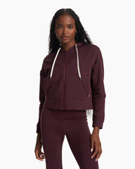 Granite Cropped Hoodie | Cerise Heather