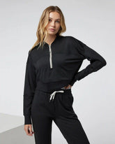 Halo Half Zip Cropped Hoodie | Black Heather