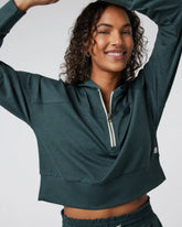 Halo Half Zip Cropped Hoodie | Grove Heather