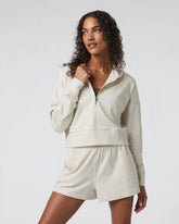 Halo Half Zip Cropped Hoodie | Milkweed Heather