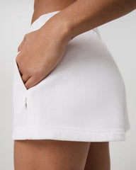 Pique Fleece Short | White