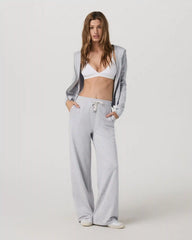 Halo Essential Wideleg Pant - Long | Pale Grey Heather