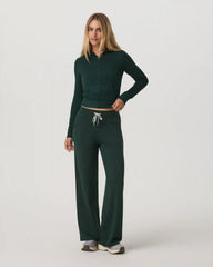 Halo Essential Wideleg Pant - Short | Evergreen Heather