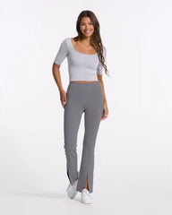 Lux Rib Split Bootcut | Heather Grey