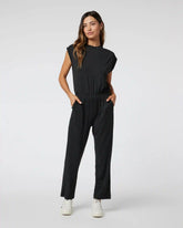 Short Sleeve Lux Crew Jumpsuit | Black