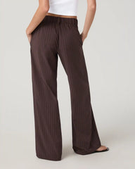 Villa Wideleg Trouser - Short | French Roast Pinstripe