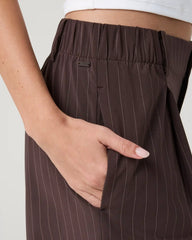 Villa Wideleg Trouser | French Roast Pinstripe