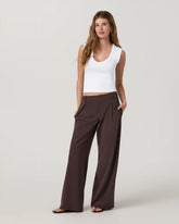 Villa Wideleg Trouser - Short | French Roast Pinstripe
