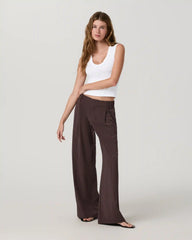 Villa Wideleg Trouser - Long | French Roast Pinstripe