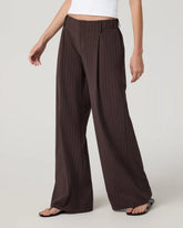 Villa Wideleg Trouser - Long | French Roast Pinstripe
