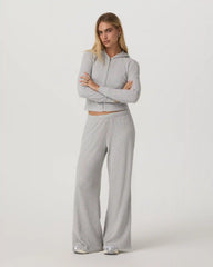 Waffle Wideleg Pant | Light Heather Grey