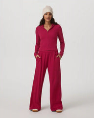Waffle Wideleg Pant | Strawberry