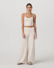 Halo Easy Wideleg Pant - Short | Ecru Heather