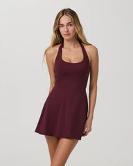 Tiebreak Halter Dress | Cerise