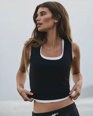 Halo Essential Scoop Tank | Solid Black