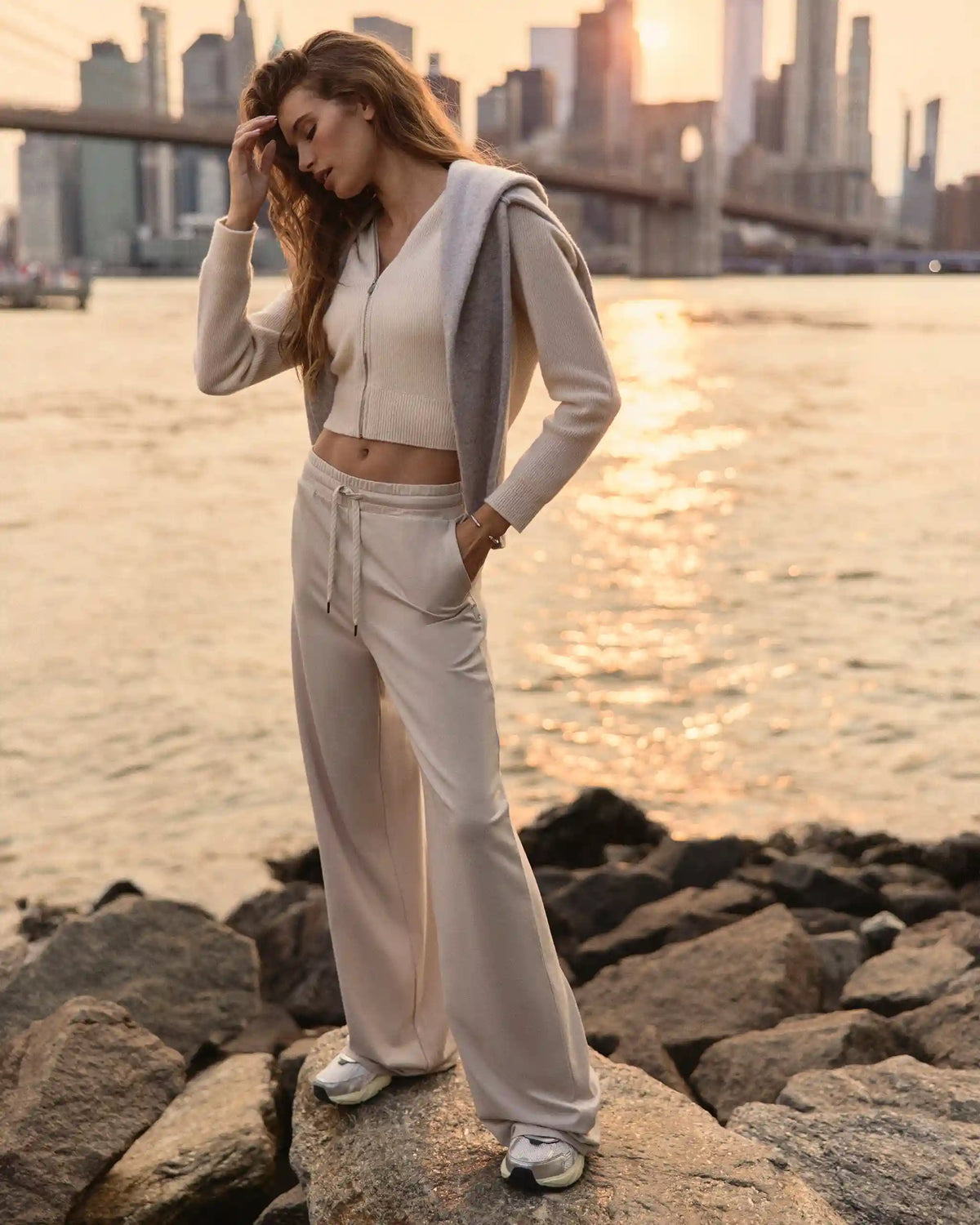 Halo Essential Wideleg Pant | Ecru Heather