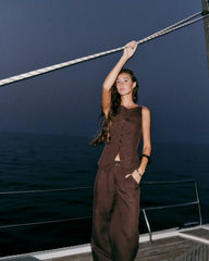 Trestles Twill Button Down Tank | French Roast