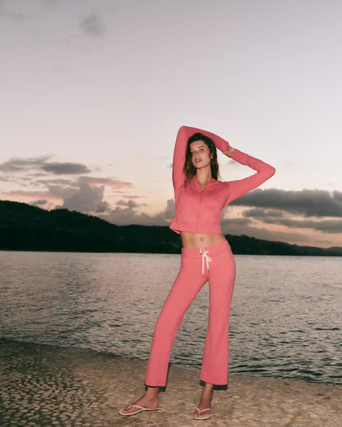 Halo Slim Flare Ankle Pant | Sunset Pink Heather
