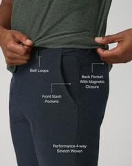 Aim Trouser Athletic Slim Fit 32" | Navy Linen Texture