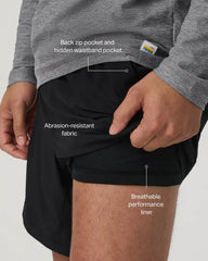 Vuori HardKore Short Lined 7" | Black