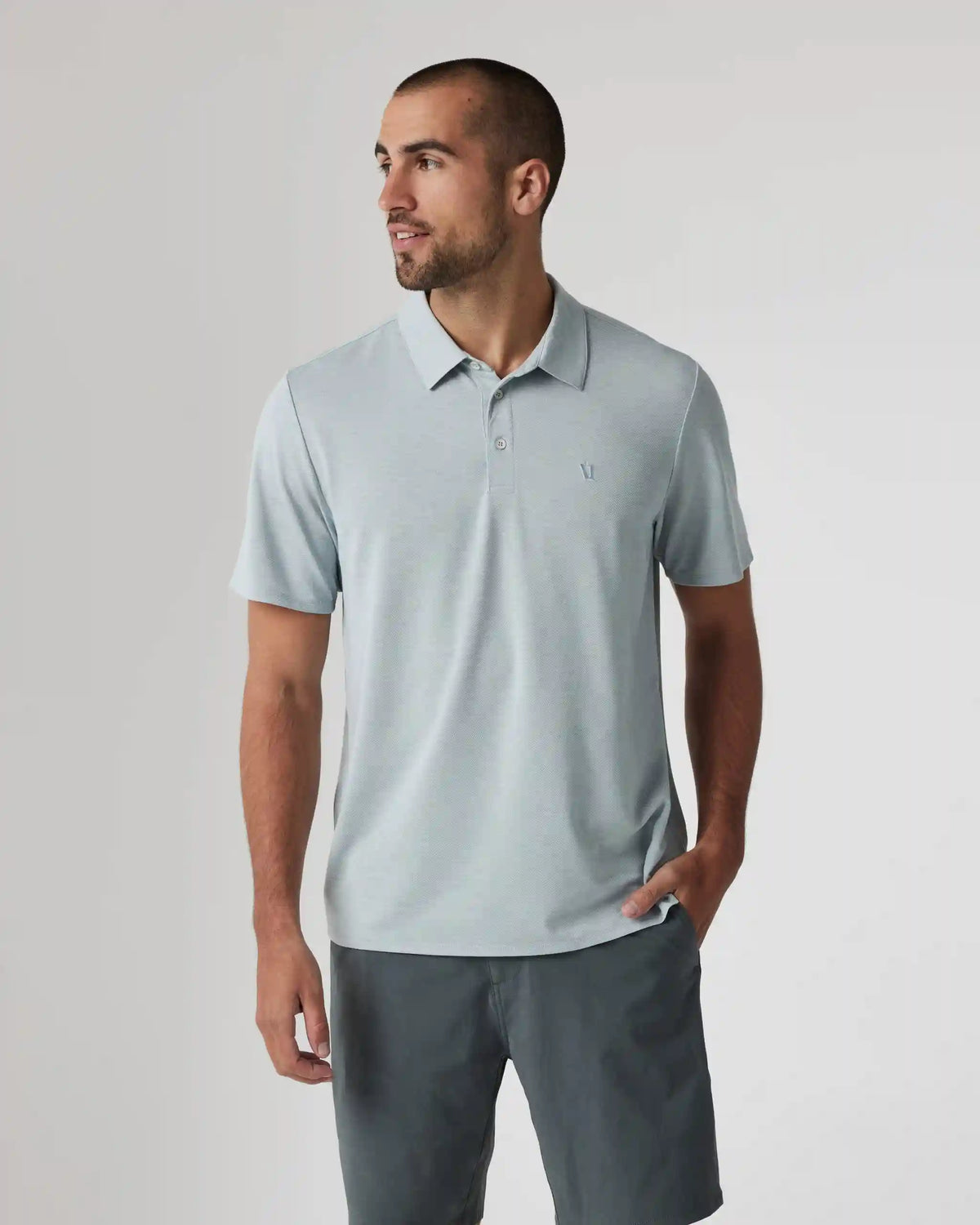 Knit Twill Polo | Chalk Blue Heather