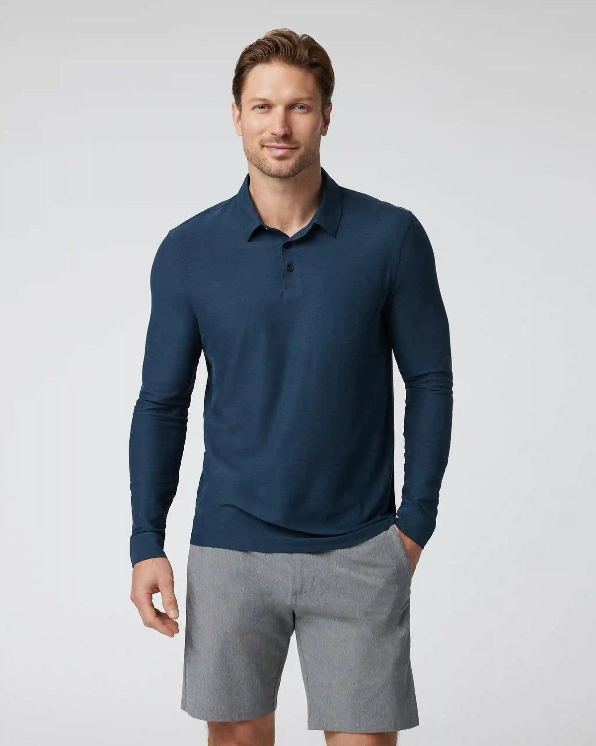 Long Sleeve Strato Tech Polo | Navy Heather
