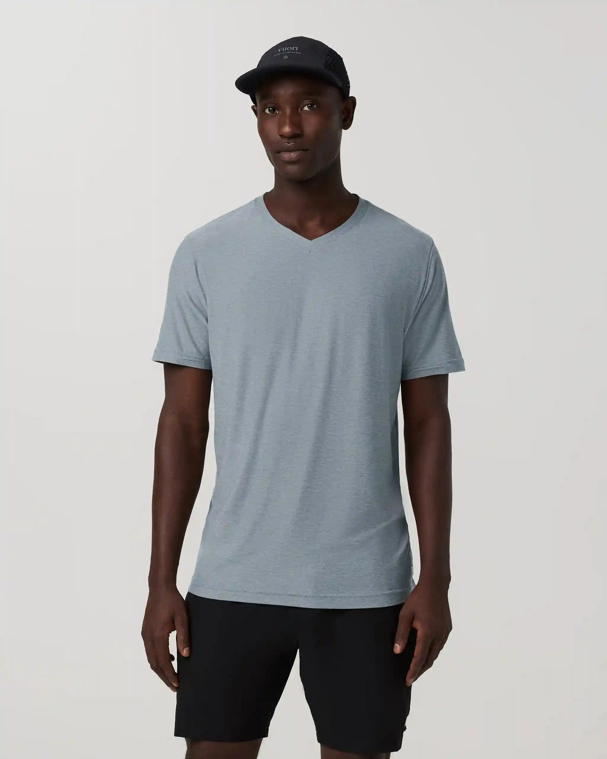 Strato Tech V-Neck Tee | Dusty Blue Heather