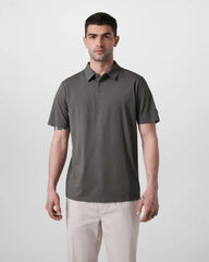Short Sleeve Feather Polo | Warm Grey