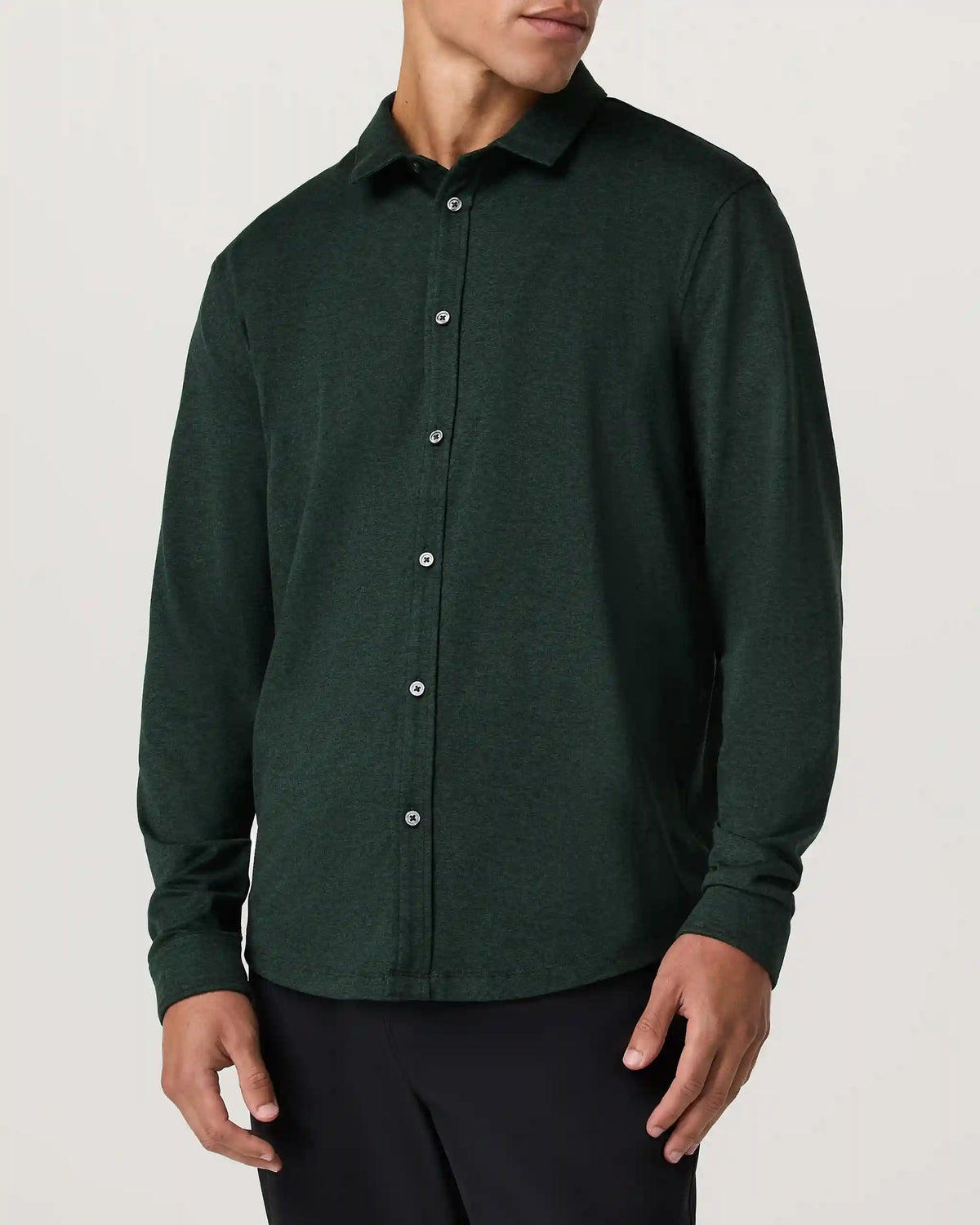 Long Sleeve Ponto Button Down Shirt | Evergreen Heather